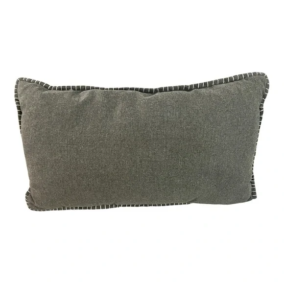 EMBROIDERED SMILE DECORATIVE THROW PILLOW, LUMBAR PILLOW, 12” x 20” - Picture 4 of 5